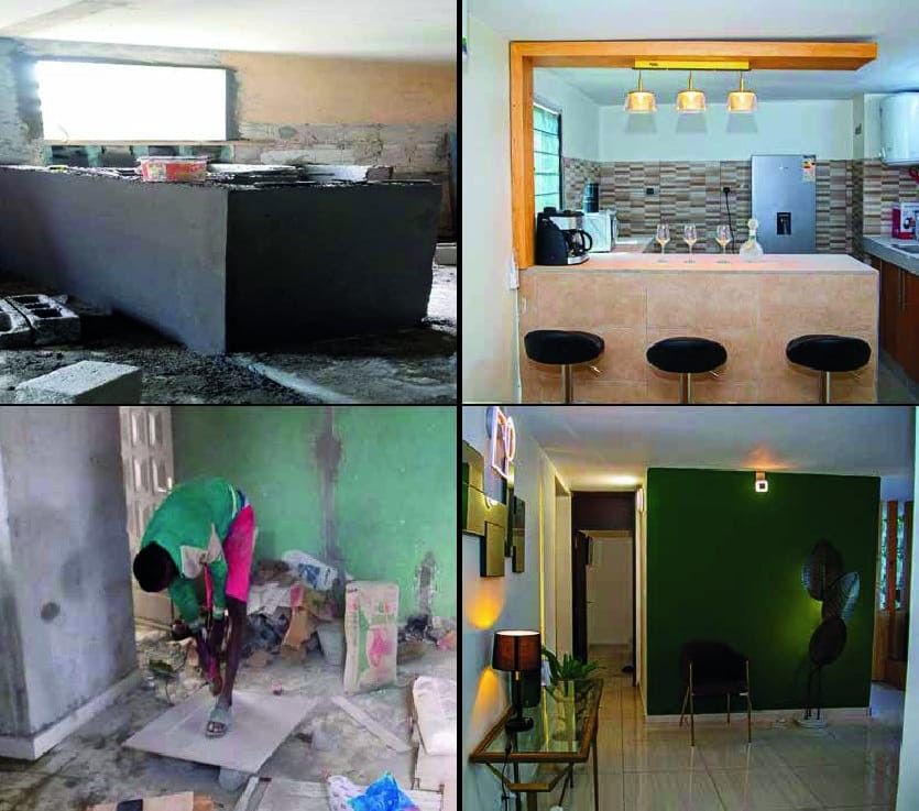 Transformation complète — cuisine et salon