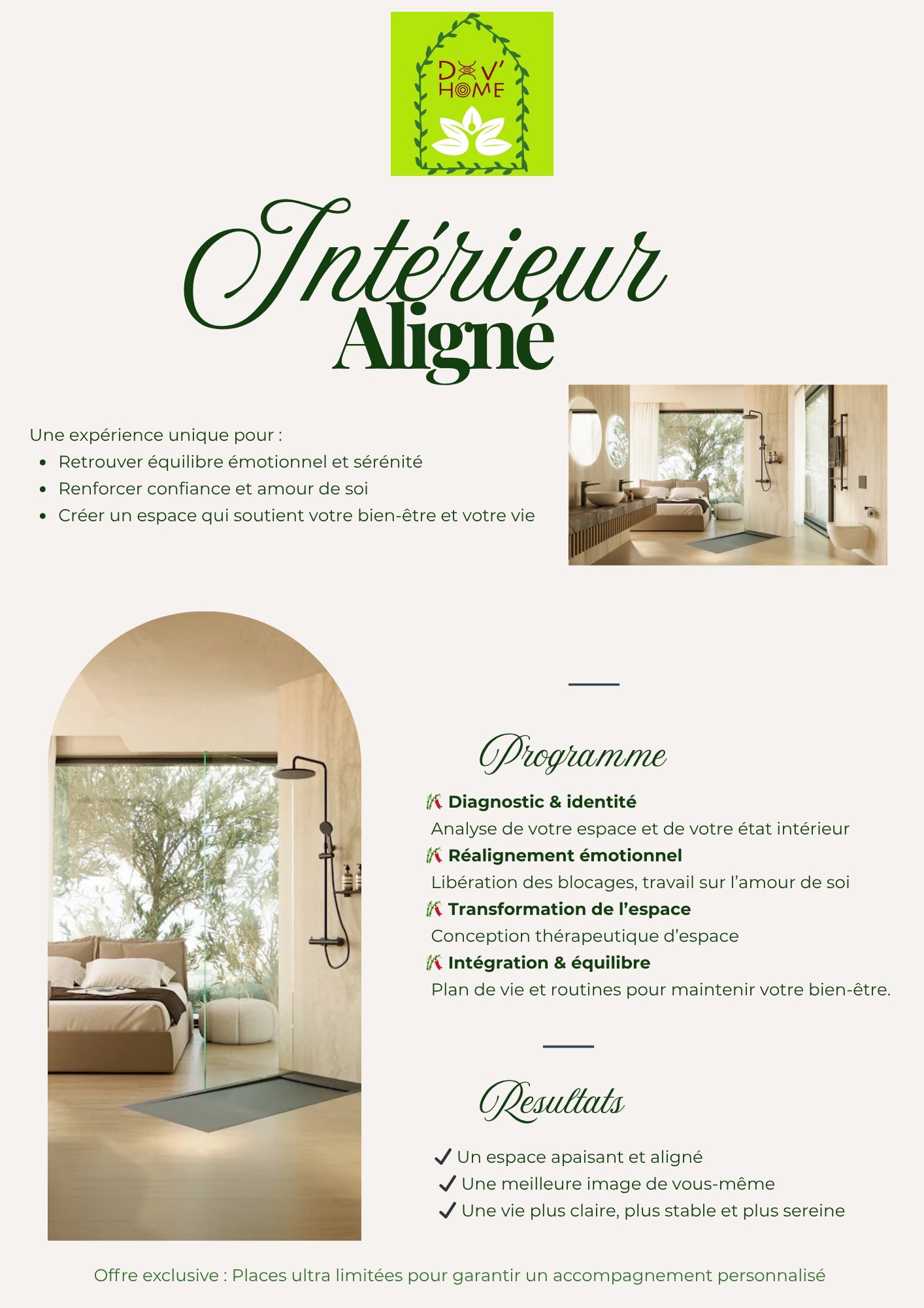 Intérieur Aligné — chambre apaisante en bois clair