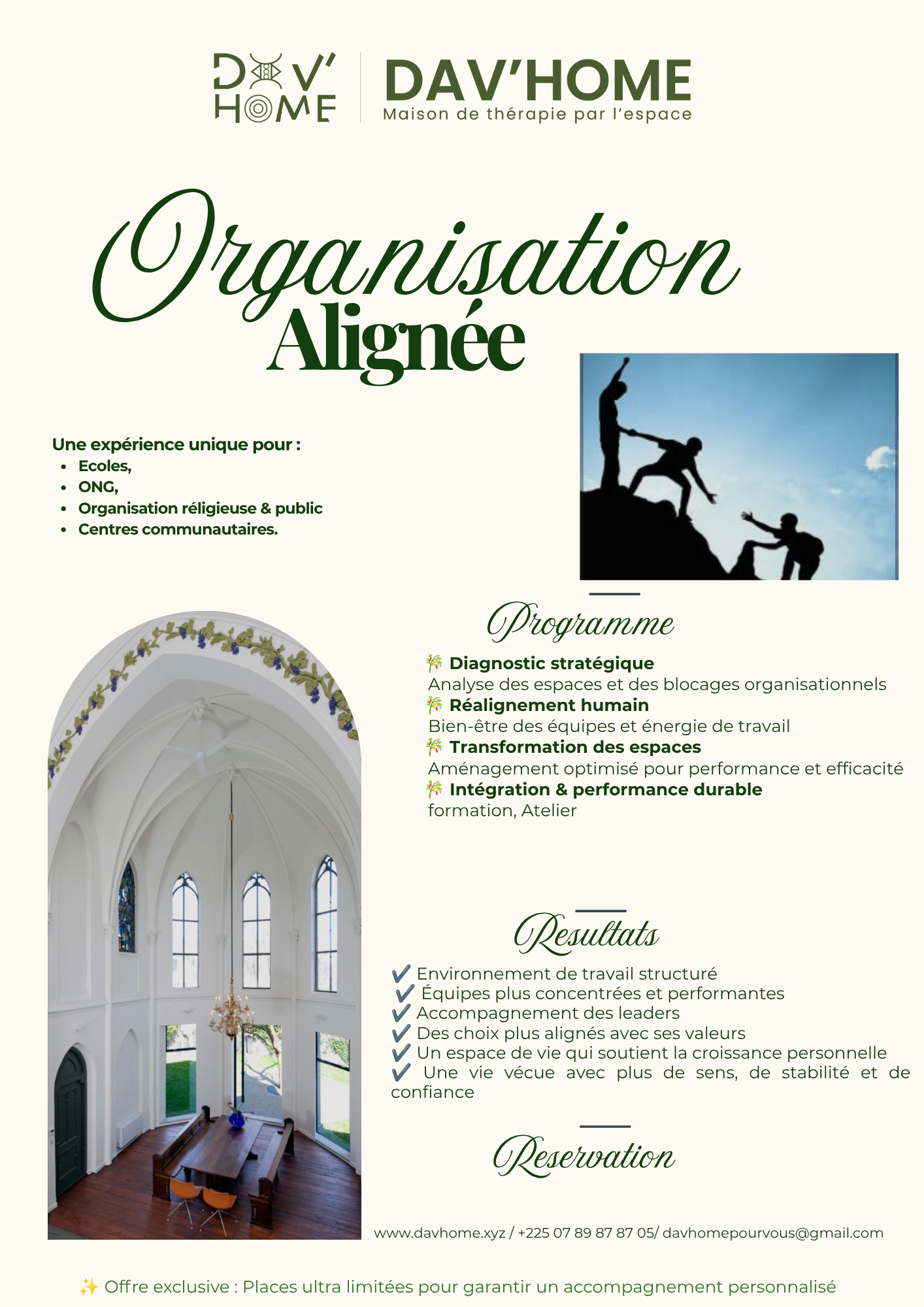 Organisation Alignée — écoles, ONG, organisations religieuses et centres communautaires